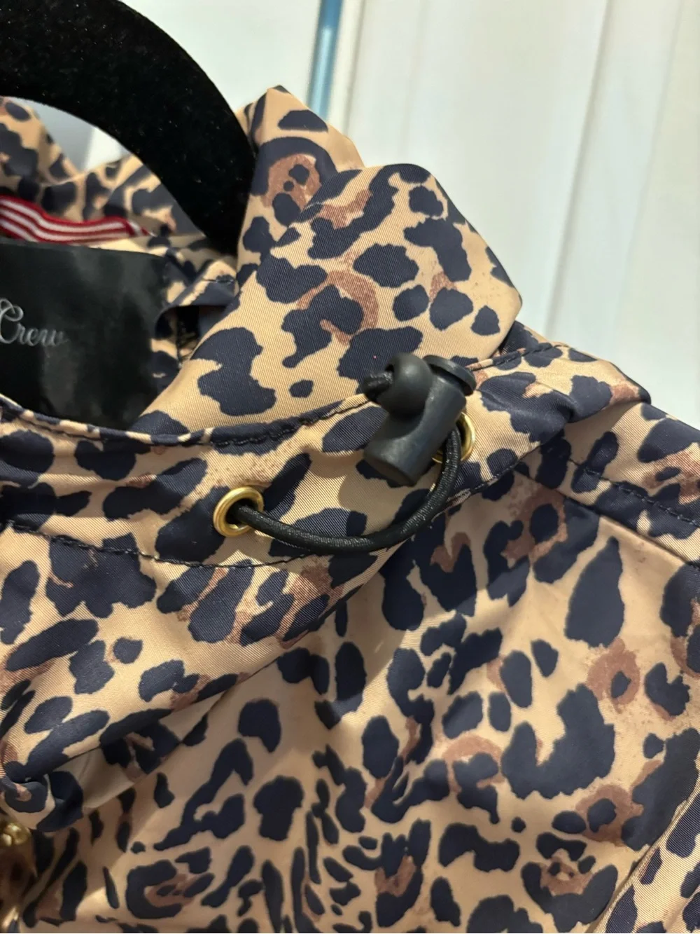 J. Crew Leopard Print long water resistant Jacket in Tan and Black with hood
